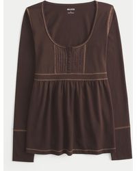 Hollister - Long-sleeve Henley Babydoll Top - Lyst
