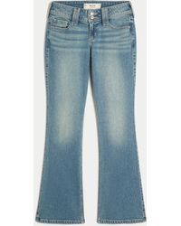 Hollister - Low-rise Medium Wash Embroidered Florals Bootcut Jeans - Lyst