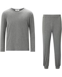 Homebody Classic Long Sleeve T-shirt/ Cuffed Trouser Pyjama - Grey