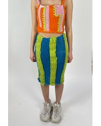 Hope Macaulay Aqua Mixed Knit Striped Skirt Xs/s (prototype) - Multicolour