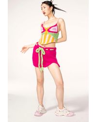 Hope Macaulay Beetroot Bow Chunky Knit Mini Skirt - Pink