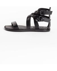 Ann Demeulemeester Crossover Leather Sandals - Black