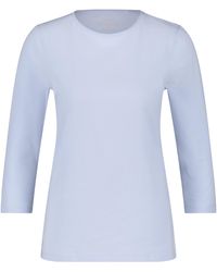 Gerry Weber - 3/4 arm shirt mit satinierter ausschnittblende 64cm rundhals baumwolle - Lyst