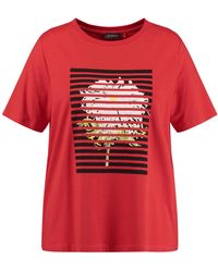 Samoon - T-shirt mit frontprint 68cm kurzarm rundhals modal - Lyst