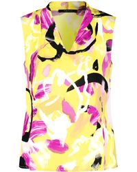 Taifun - Ärmellose bluse mit floral-print 58cm v-ausschnitt viskose - Lyst