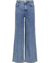 Taifun - Jeans mit strasssteinen wide leg baumwolle - Lyst