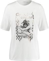 Gerry Weber - Nachhaltiges t-shirt mit frontprint 64cm kurzarm rundhals viskose - Lyst