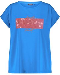 Samoon - T-shirt mit pailletten-detail 68cm kurzarm rundhals modal - Lyst