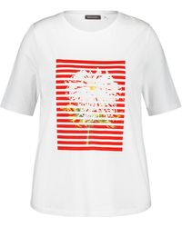 Samoon - T-shirt mit frontprint 68cm kurzarm rundhals modal - Lyst