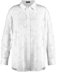 Samoon - Bluse mit transparentem blumenmuster 72cm langarm hemdkragen - Lyst