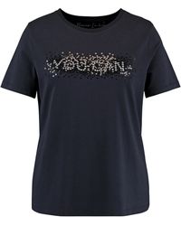 Samoon - T-shirt mit pailletten-wording 68cm kurzarm rundhals modal - Lyst
