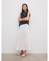 House of Dagmar - Draped Midi Linen Skirt - Lyst