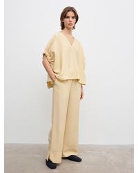 House of Dagmar - Rouched V-Neck Top Sand - Lyst