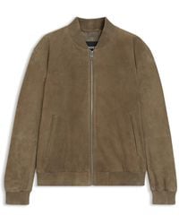 BOSS - Suede Long Sleeve Leather Jacket - Lyst