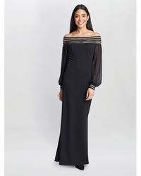 Gina Bacconi - Vanessa Crepe Maxi Dress With Neck Trim - Lyst