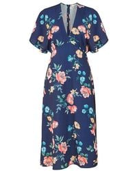 Yumi' - Floral Kimono Midi Wrap Dress - Lyst