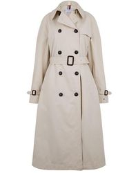 Tommy Hilfiger - Peached Cotton Long Trench Coat - Lyst