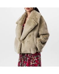BOSS - Curmeta Cropped Teddy Long Sleeve Faux Fur Coat - Lyst