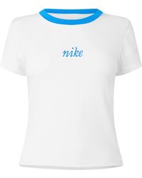 Nike - Nsw Knit Mid Cotton Crew-Neck Slim-Fit Cropped T-Shirt - Lyst