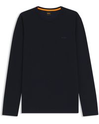 BOSS - Tempesto Long-Sleeve Cotton Crew-Neck Polo Shirt - Lyst