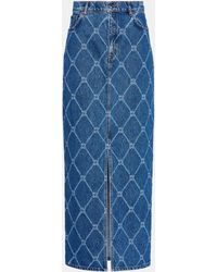HUGO - Rigid-Denim Maxi Skirt - Lyst