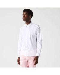 Lacoste - Slim Fit Concealed Placket Poplin Shirt - Lyst