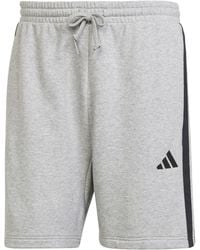 adidas - Essentials 3 Stripe Fleece Shorts - Lyst