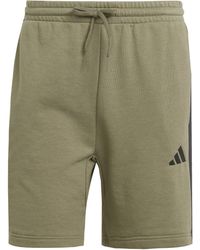 adidas - Essentials 3 Stripe Fleece Shorts - Lyst