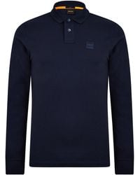 BOSS - Passerby Premium Cotton Long Sleeve Polo Shirt With Logo Detail - Lyst
