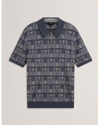 Ted Baker - Ted Ss Zip Neck Polo Sn64 - Lyst