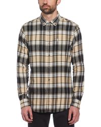 Original Penguin - Ecoverotm Blend Plaid Flannel Shirt In True Black - Lyst