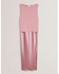Ted Baker - Knitted Satin Slip Dress - Lyst