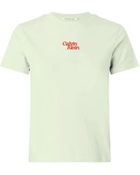 Calvin Klein - Short-Sleeve Flocked Logo Cotton Regular Fit T-Shirt - Lyst