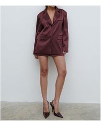 Pretty Lavish - Beck Satin Oversized Dad Blazer - Lyst