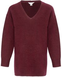Miso - V Neck Loose Stripe Sweater Dress - Lyst