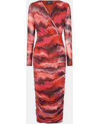 AX Paris - Rust Printed Wrap Top Mesh Long Sleeve Bodycon Midi Dress - Lyst