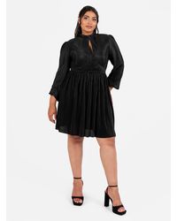 Lovedrobe - Plisse High Neck Maxi Sleeve Mini Dress - Lyst