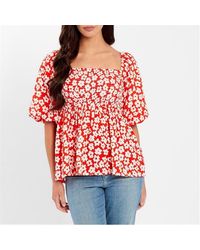 Be You - Square Neck Puff Slv Top - Lyst