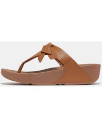 Fitflop - Lulu Folded-Knot Leather Toe-Post Sandals - Lyst