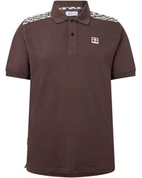 Aquascutum - Check Shoulder Cotton Short-Sleeve Polo Shirt - Lyst
