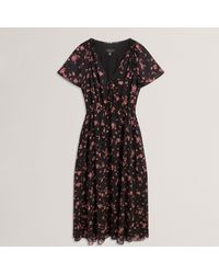 Ted Baker - Print Midi Dress - Lyst
