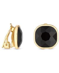 Jon Richard - Plated And Jet Stone Clip Earrings - Lyst