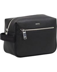BOSS - Daxter Leather Travel Washbag With Zip Pockets - Lyst