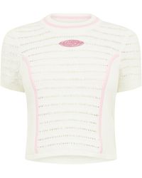 CASABLANCA - Cropped Cotton Short-Sleeve Slim-Fit Knitted T-Shirt - Lyst