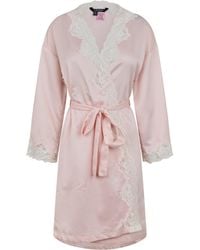 Ralph Lauren - Lace-Trimmed Satin Dressing Gown - Lyst