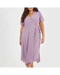 Brave Soul - Plus Size Wrap Midi Dress With Floral Print - Lyst
