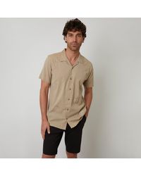 Threadbare - Linen Blend Palm Embroidered Short Sleeve Shirt - Lyst