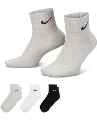 Nike - Three Pack Quarter Socks - Lyst