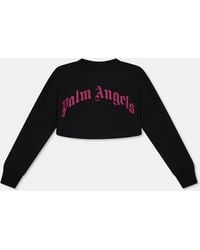 Palm Angels - Curved Logo Crop Long Sleeve - Lyst