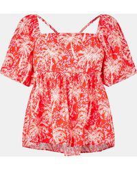 Biba - Square Neck Short-Sleeve Blouse - Lyst